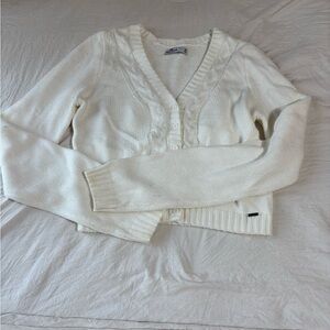 Hollister Women's White Cardigan Sweater